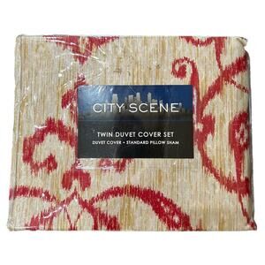 City Scene‎ Red Twin Duvet Cover Set Duvet Cover Standard Pillow Sham NWT